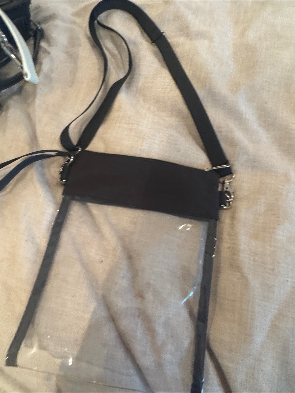 Clear Crossbody Shoulder Bag with Black Trim
